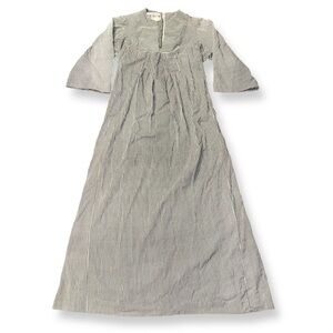 Vintage White Blue Striped Flared Long Sleeve Dress RC Scott